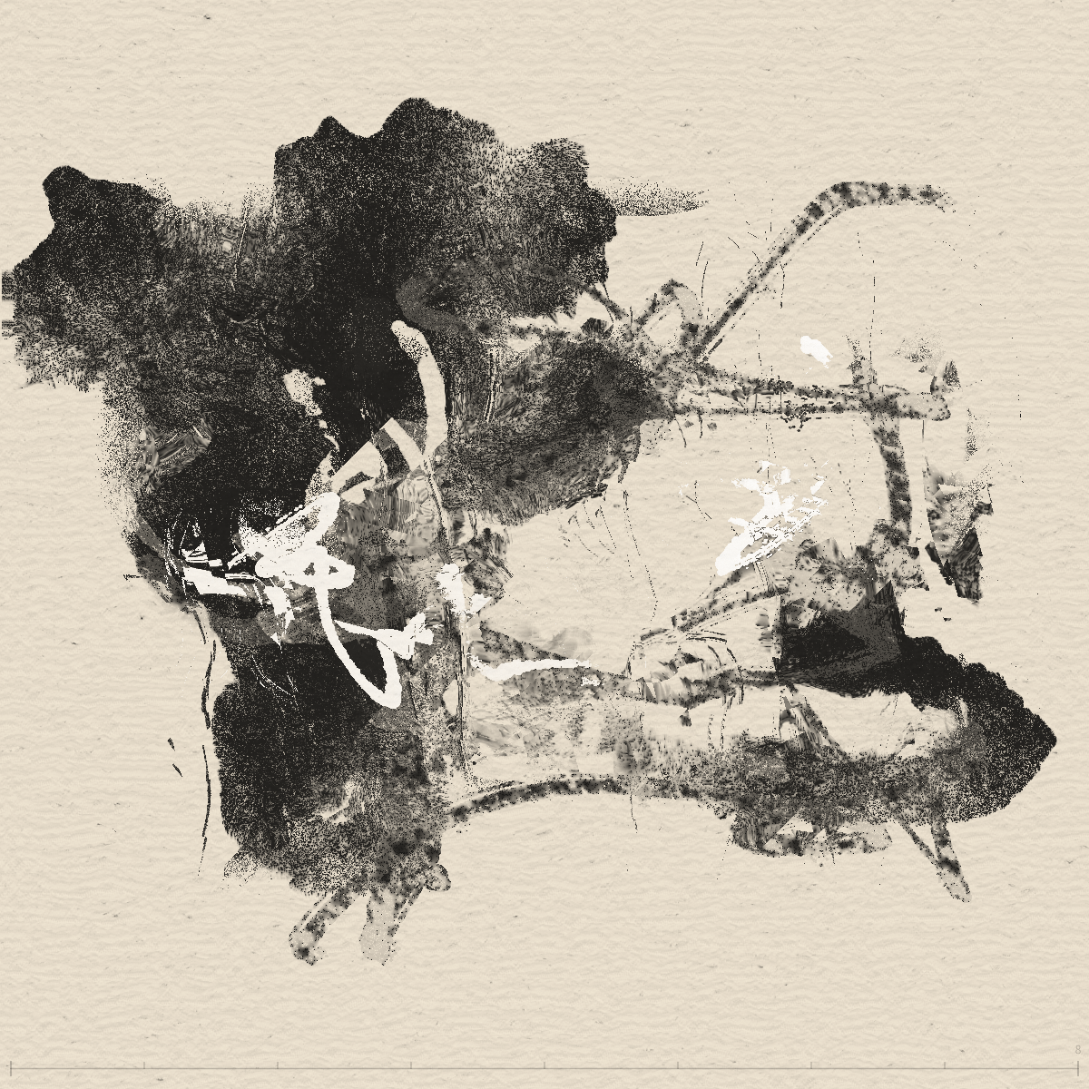 Abstract Ink #001 — 8 strokes, 4 flows of cold & warm interweave