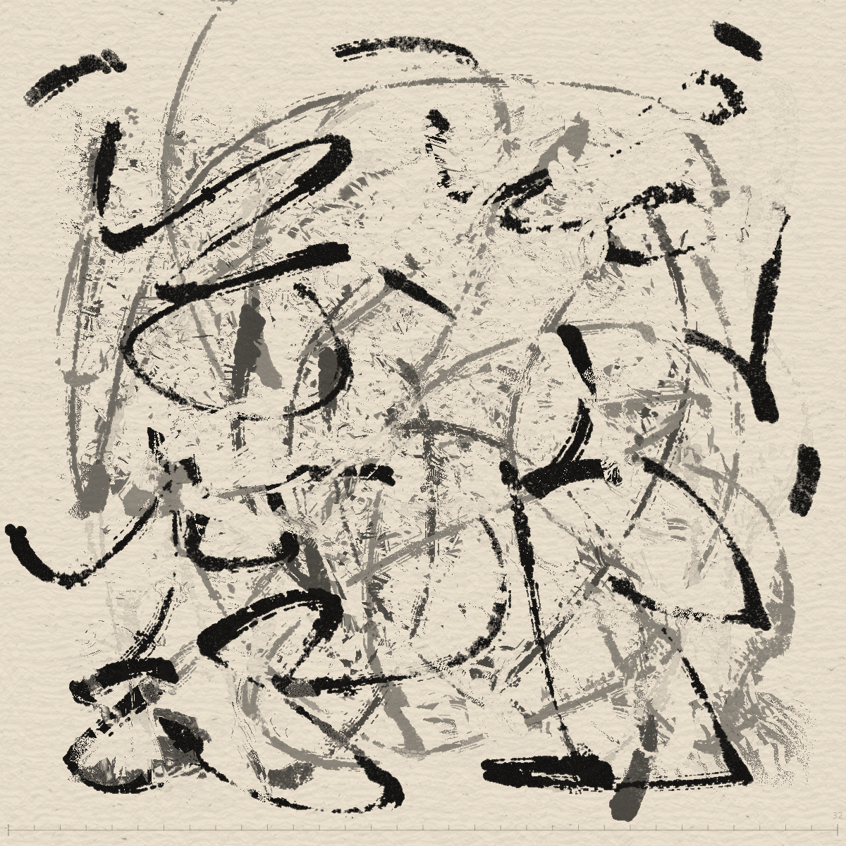 Abstract Ink #004 — 32 strokes, 5 flows of color explosion